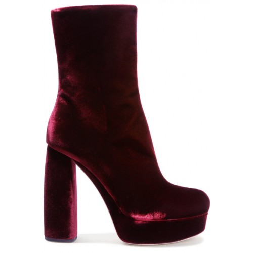 MIU MIU Leather-trimmed velvet ankle boots